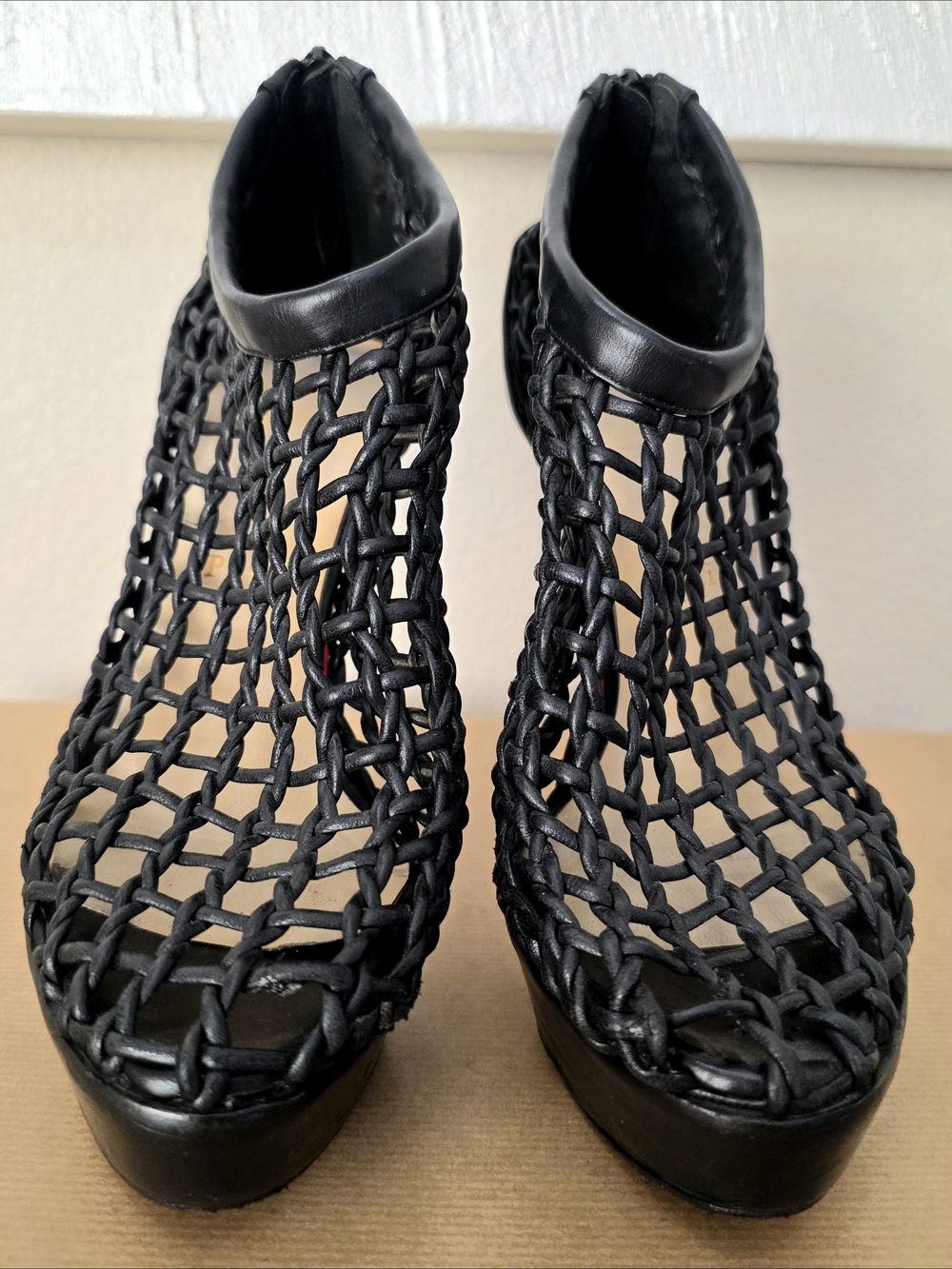 Christian Louboutin Black Leather Caged Ankle Booties Heels EU 38.5 / Fits US 8 - Picture 9 of 14